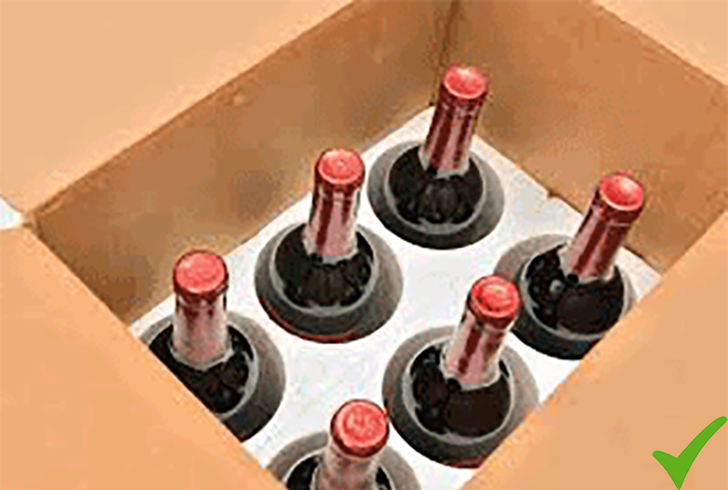Imballaggio idoneo per bottiglie di vino